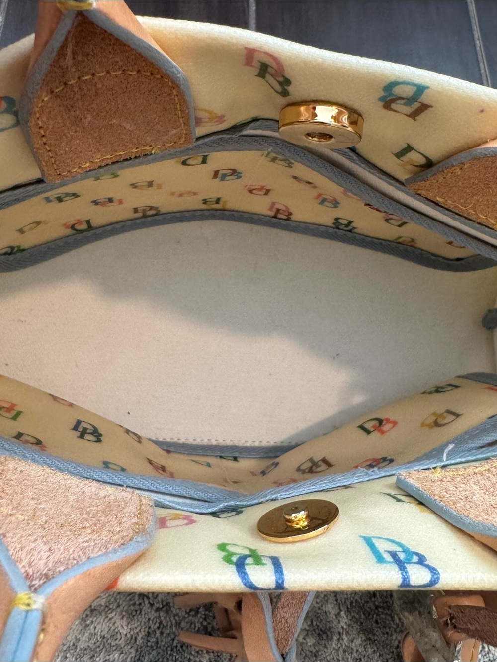 Dooney & Bourke Vintage Y2K Rainbow Satchel Tote Monogram It Girl - Picture 8 of 13
